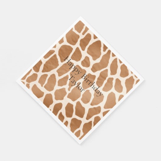 Cream Brown Safari Giraffe Tierwerbung Serviette (Ecke)