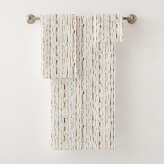 Cream Brown Stripes Badhandtuch Set (Insitu)