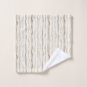 Cream Brown Stripes Badhandtuch Set (Waschlappen)