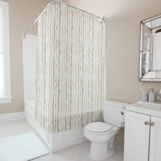Cream Brown Stripes Duschvorhang (Beispiel)