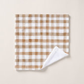 Cream Brown Stripes Tan Plaid Badhandtuch Set (Waschlappen)