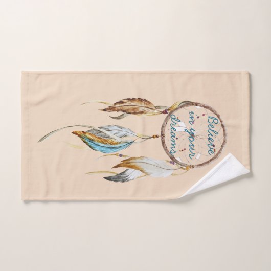 Cream Brown Türkquoise Dream Catcher Badhandtuch Set (Handtuch)