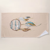 Cream Brown Türkquoise Dream Catcher Strandtuch (Vorderseite)