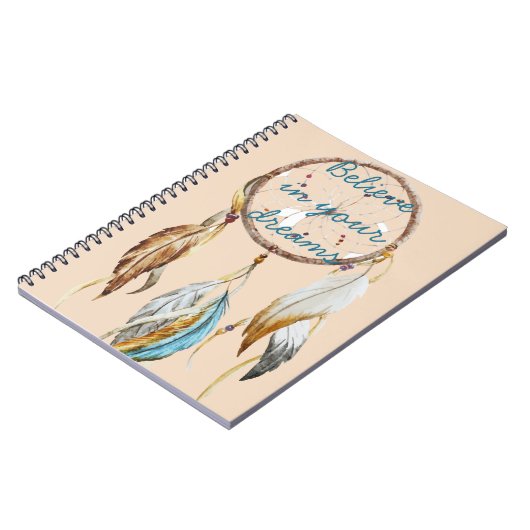 Cream Brown Türkquoise Traumhafen Wasserfarbe Notizblock (Linke Seite)