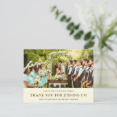 Cream Brown Wedding | Bride Groom Foto Vielen Dank Ankündigungspostkarte (Stehend Vorderseite)