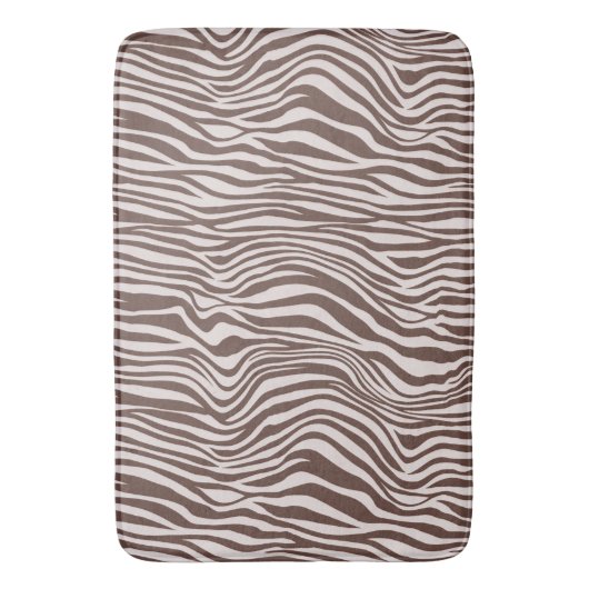 Cream Brown Zebra Print Badematte (Vorderseite Vertikal)