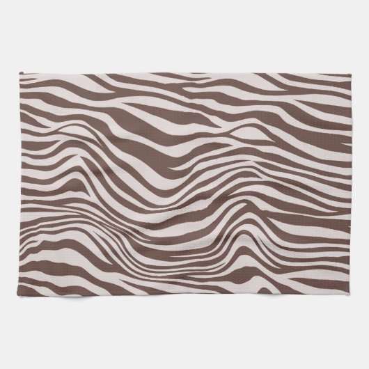 Cream Brown Zebra Print Geschirrtuch (Horizontal)