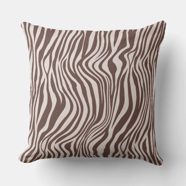 Cream Brown Zebra Print Kissen (Vorderseite)