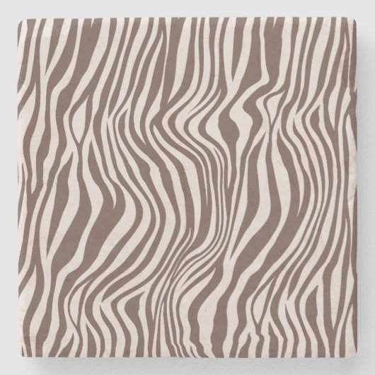 Cream Brown Zebra Print Steinuntersetzer (Vorderseite)