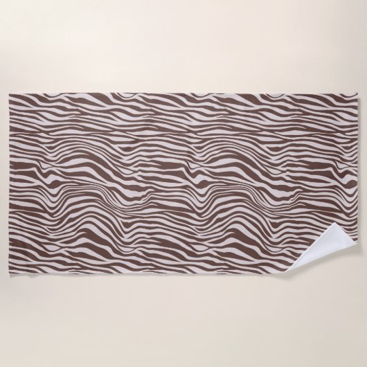 Cream Brown Zebra Print Strandtuch (Vorderseite)