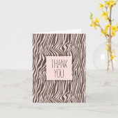 Cream Brown Zebra Print Vielen Dank Karte (Gelbe Blume)