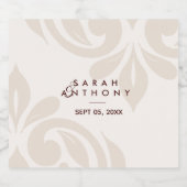 Cream Burgundy Classic Elegant Damask Wedding Schaumweinetikett (Einzelnes Label)