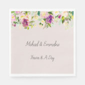 Cream Burgundy Pink Floral Wedding Serviette (Vorderseite)
