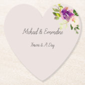 Cream Burgundy Pink Floral Wedding Untersetzer (Vorderseite)