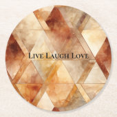 Cream Burgundy Red Gold Dreiecke Runder Pappuntersetzer (Vorderseite)