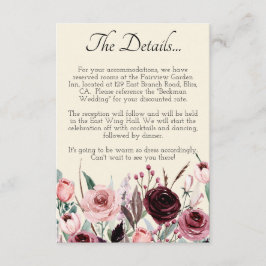 Cream Burgundy Watercolor Blumenzwiebeldetails Begleitkarte