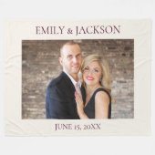 Cream Burgundy Wedding Verlobung Foto Fleecedecke (Vorderseite (Horizontal))