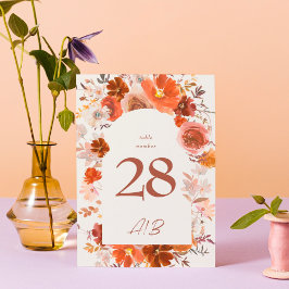 Cream Burnt Orange Botanische Botanische Botanisch Tischnummer