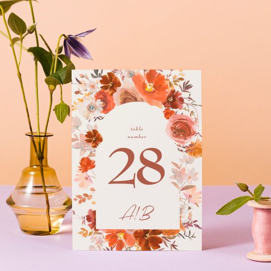 Cream Burnt Orange Botanische Botanische Botanisch Tischnummer