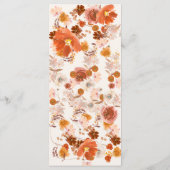 Cream Burnt Orange Floral Boho Bouquet Wedding Menükarte (Rückseite)