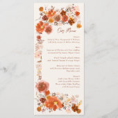 Cream Burnt Orange Floral Boho Bouquet Wedding Menükarte (Vorderseite)