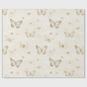 Cream Butterflies & Hearts Birthday Geschenkpapier (Flach)