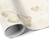 Cream Butterflies & Hearts Birthday Geschenkpapier (Rolleneckpunkt)