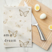 Cream Butterflies Hearts Bridal Shower Geschirrtuch (Viertel Falte)