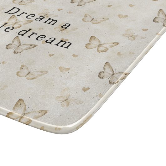 Cream Butterflies Hearts   Schneidebrett (Ecke)