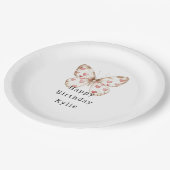Cream Butterfly Hört Geburtstag Pappteller (Schrägansicht)