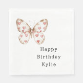Cream Butterfly Hört Geburtstag Serviette (Vorderseite)