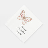 Cream Butterfly Hört Geburtstag Serviette (Ecke)