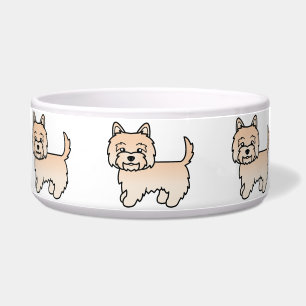 Cream Cairn Terrier Cartoon Dog Illustration Napf