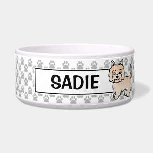Cream Cairn Terrier Cartoon Dog Illustration Napf