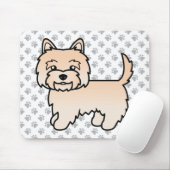 Cream Cairn Terrier Dog Illustration & Paws Mousepad (Mit Mouse)