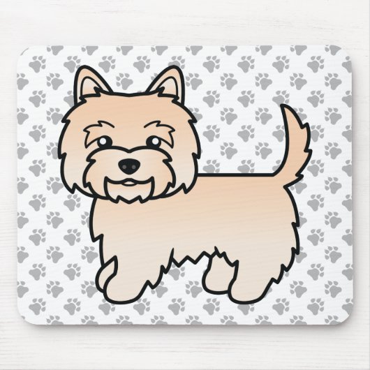 Cream Cairn Terrier Dog Illustration & Paws Mousepad (Vorne)