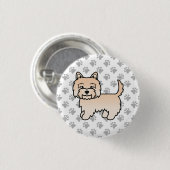 Cream Cairn Terrier Dog Niedlich Illustration Paws Button (Vorne & Hinten)