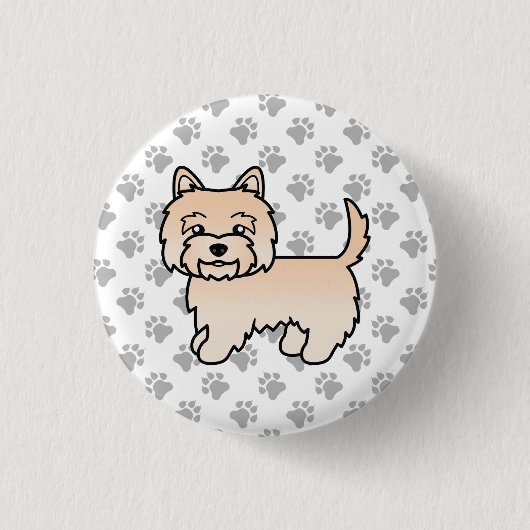 Cream Cairn Terrier Dog Niedlich Illustration Paws Button (Vorderseite)