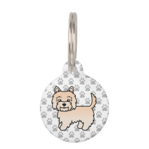 Cream Cairn Terrier Dog Zeichn & Pet's Info Haustiermarke
