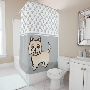 Cream Cairn Terrier Hund Illustration & Pfoten Gra Duschvorhang