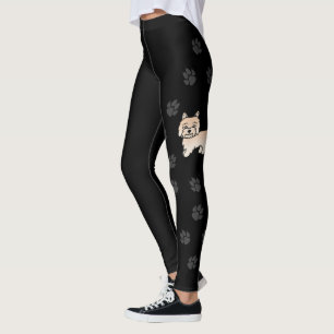 Cream Cairn Terrier Niedlicher Cartoon Dog & Paws  Leggings