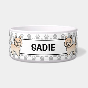 Cream Cairn Terrier Süßer Cartoon-Hund & Name Napf