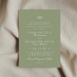 Cream Calligraphy Monogram Sage Green The Wedding Einladung