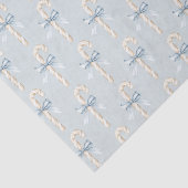 Cream Candy Canes Blue Bow Christmas Seidenpapier (Ausschnitt)