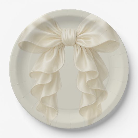 Cream Cascade Ruffle Bow Classy Posh Pappteller (Vorderseite)