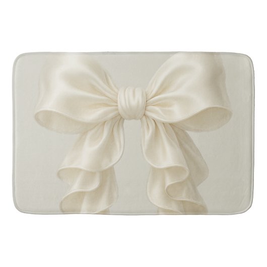 Cream Cascade Ruffle Bow Elegante Girly Badematte (Vorderseite)