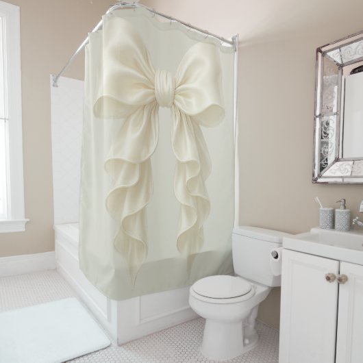 Cream Cascade Ruffle Bow Elegante Girly Duschvorhang (Beispiel)