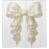 Cream Cascade Ruffle Bow Elegante Girly Duschvorhang (Vorderseite)