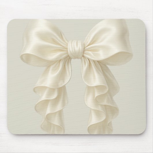 Cream Cascade Ruffle Bow Elegante Girly Mousepad (Vorne)