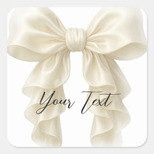 Cream Cascade Ruffle Bow Tying Knot Brautparty Quadratischer Aufkleber